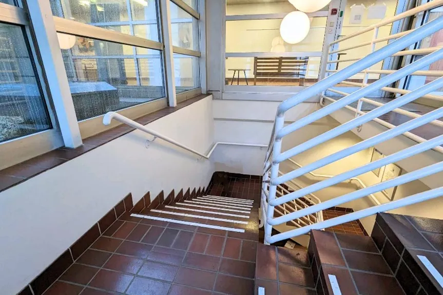 A staircase in a building