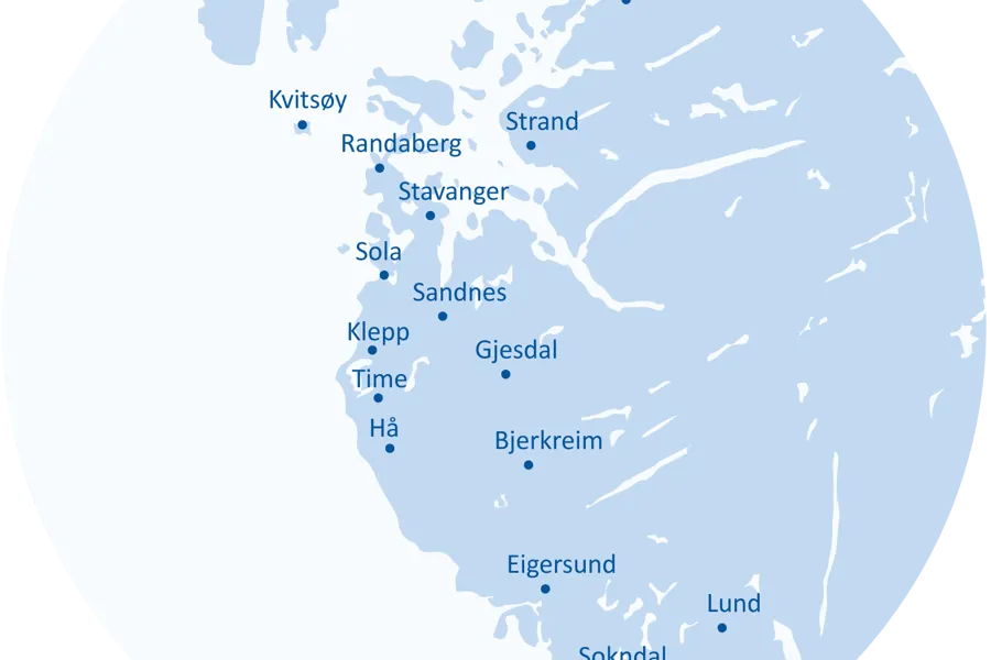 Kart over Rogaland